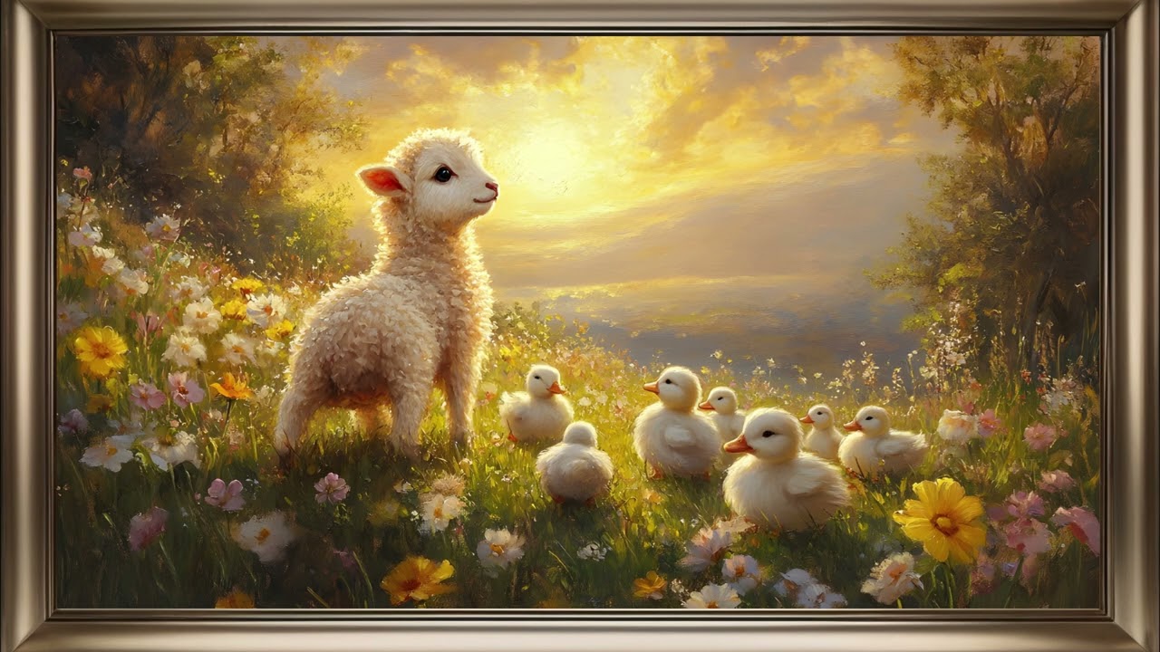 Lamb & Ducklings Frame TV Art | Easter Screensaver Background For Your TV