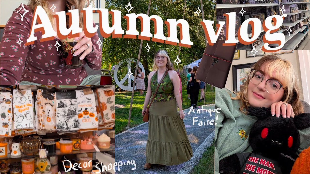 Fall Vlog 🎃 📚 ~ Cozy Crafting, Antique Fair & Halloween Decor Shopping
