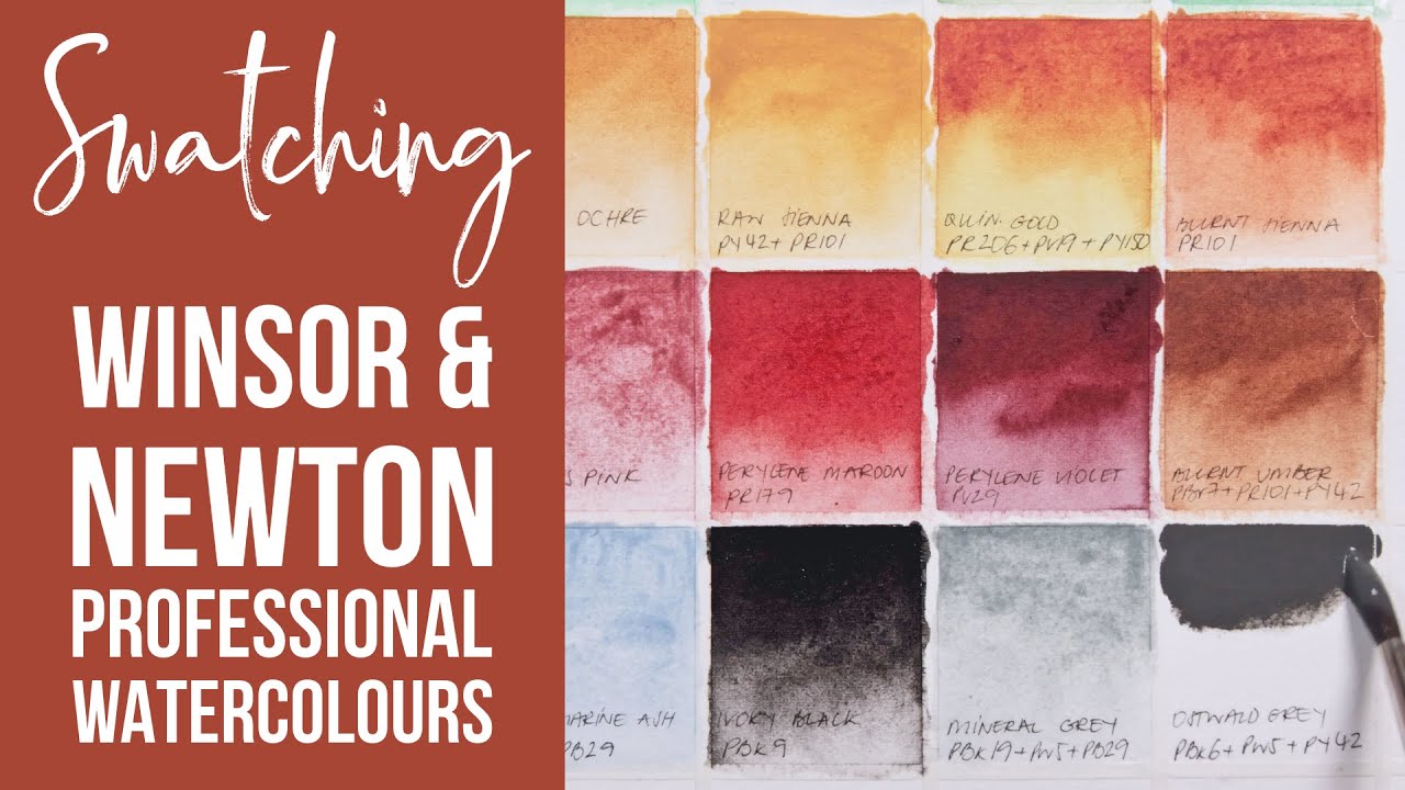 Swatching Winsor and Newton professional watercolour paints