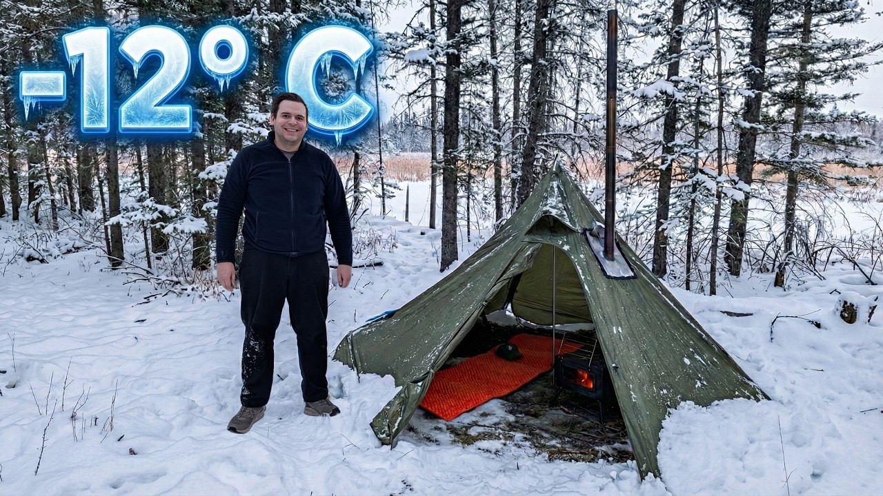 Winter Camping with a Wood Stove | -12°C Solo Adventure