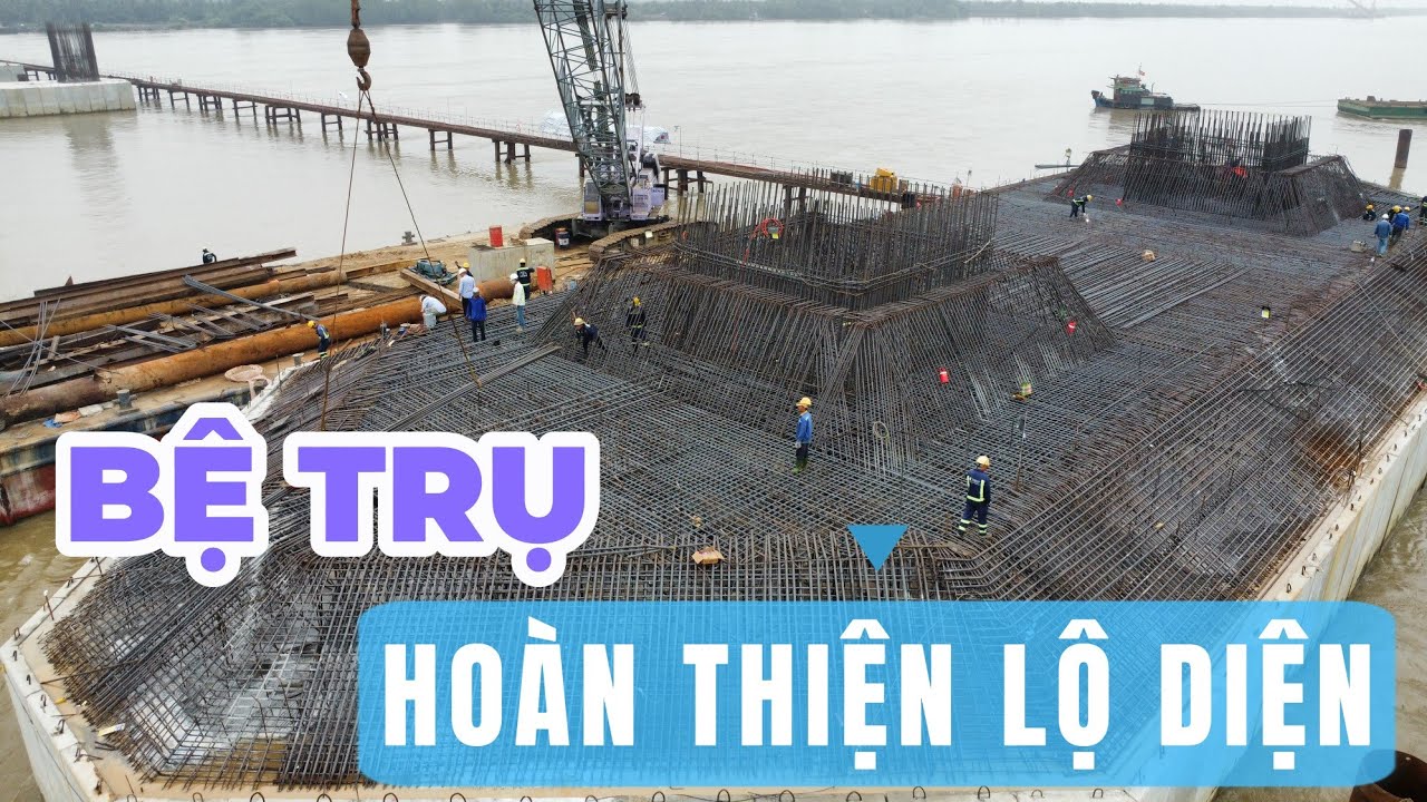 Cầu Đại Ngãi 1 'lộ diện' hình dáng hoàn chỉnh trụ rộng 2.000 mét vuông