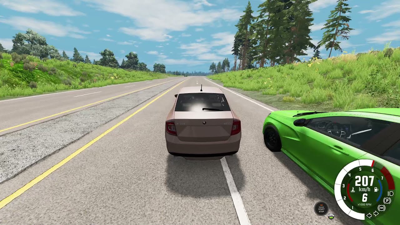 Skoda Rapid - Экстремальная езда по шоссе | BeamNG.drive