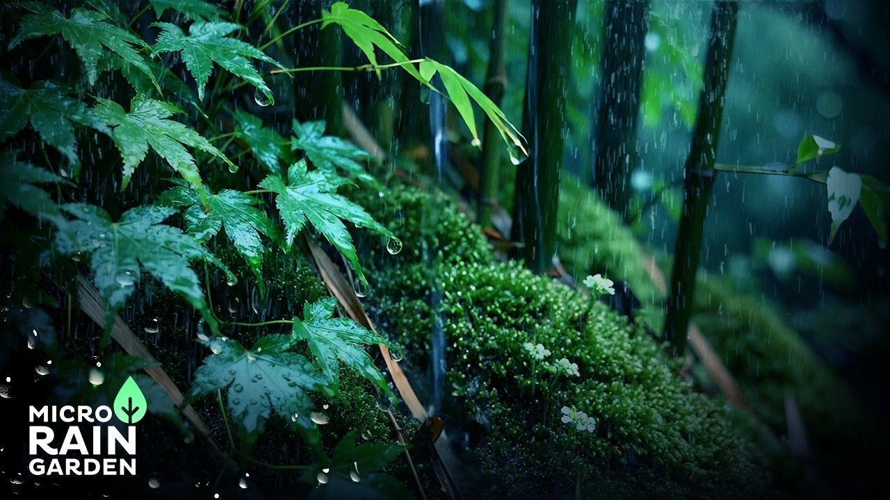 Sleep Fast Tonight 🌧️ Rain on Bamboo Leaves and Moss • 9 Hours Deep Sleep White Noise