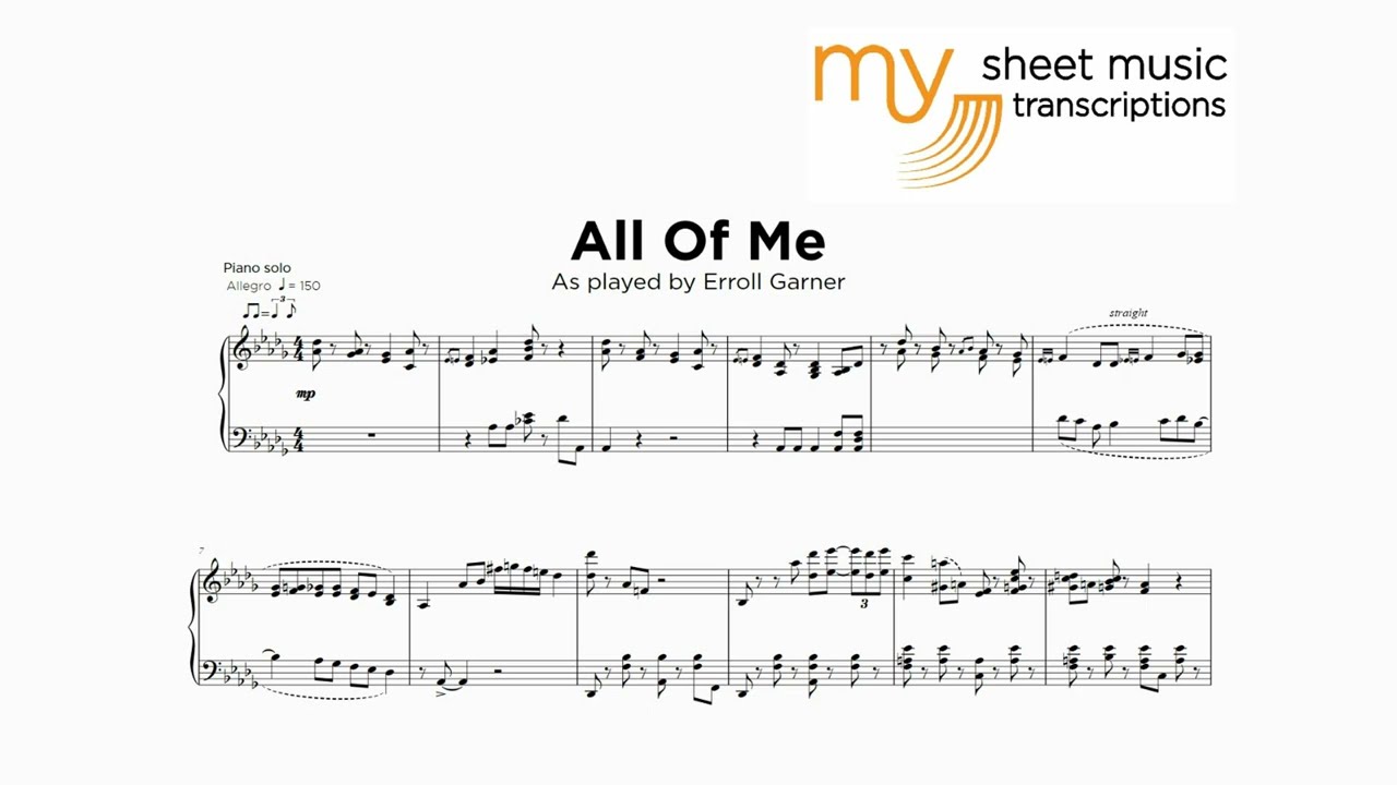 Erroll Garner - All of Me (Jazz Transcription)