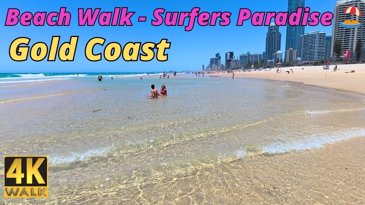 4K Beach Walk at Surfers Paradise, Gold Coast 🌴 December Holidays