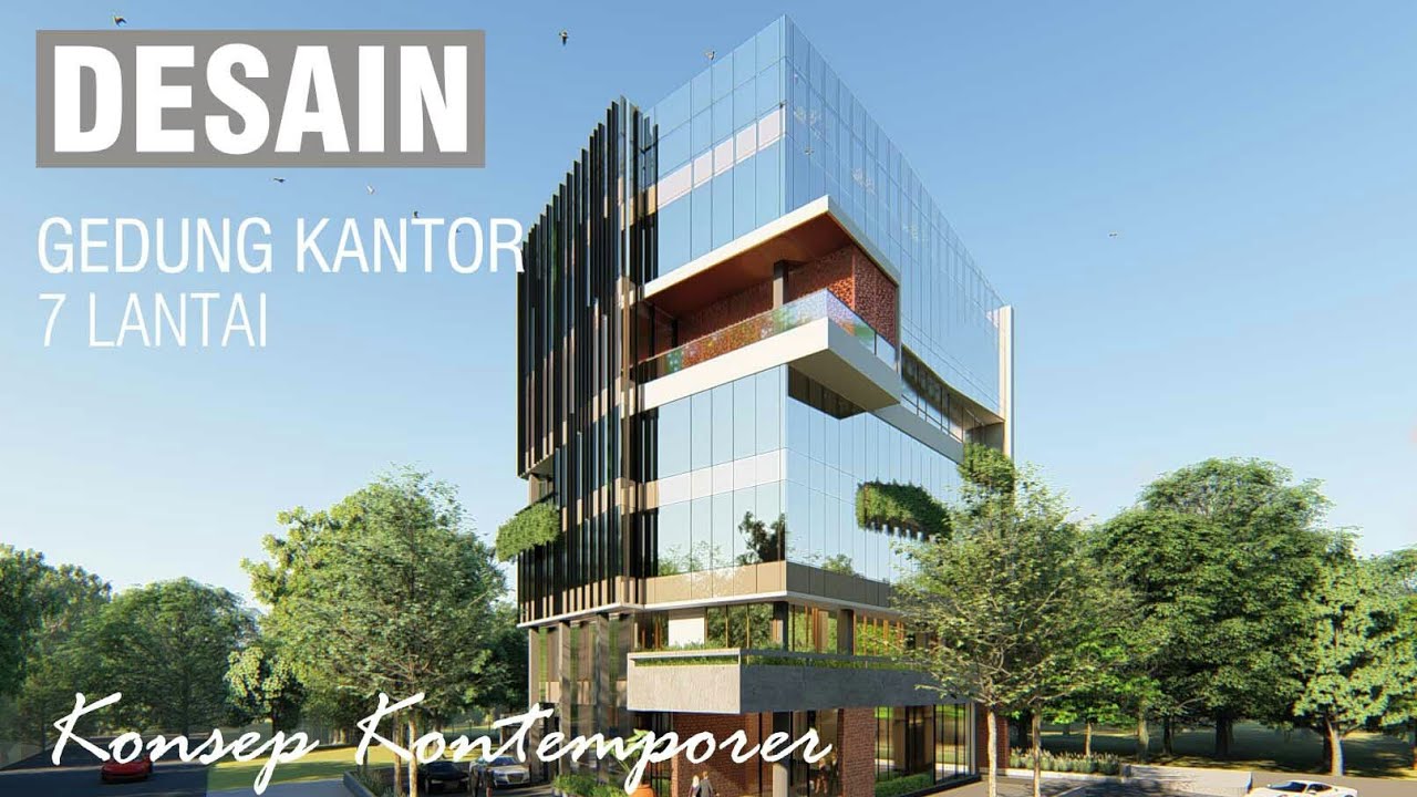 3D Animasi Desain Gedung Kantor Konsep kontemporer