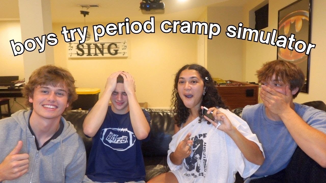 Boys try Period Cramp Simulator