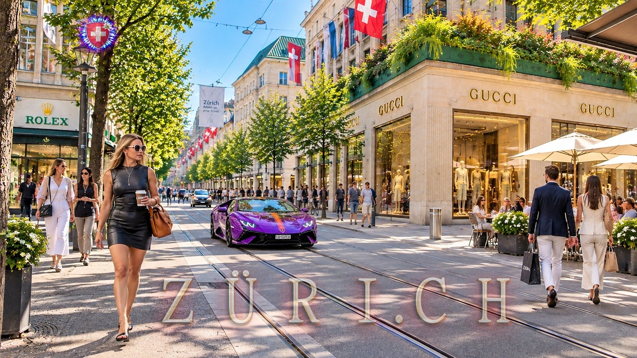 ZURICH SWITZERLAND ✨ CityLife Stroll 4K Bahnhofstrasse to Lake 4K asmr Luxury Point of View