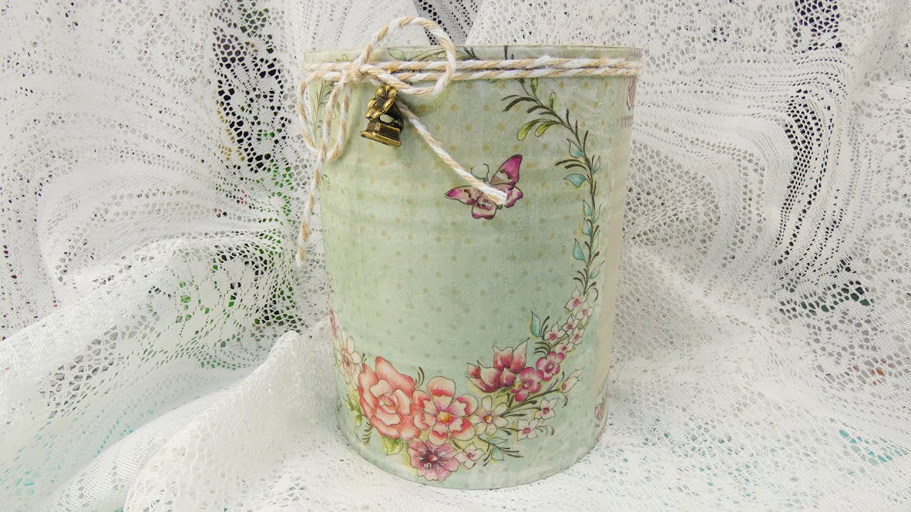 ♻️ 1 LATA RECICLADA con decoupage ♻️ conideade.com