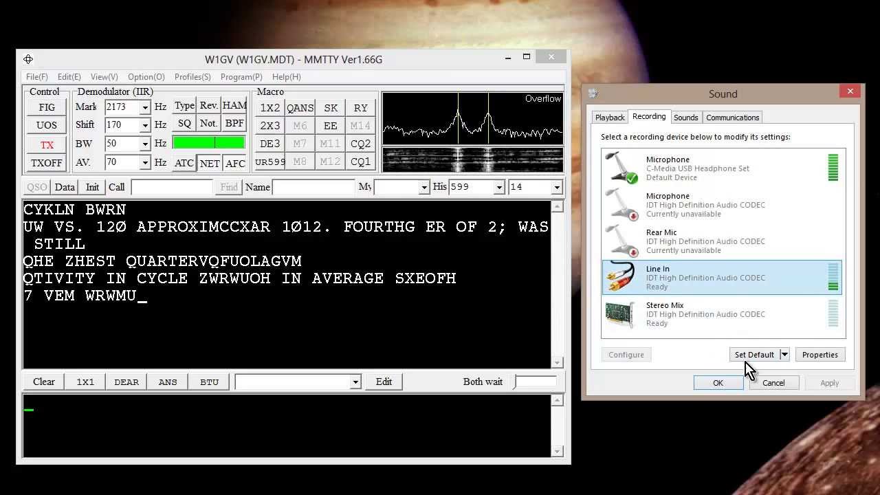 MMTTY Sound Input Level