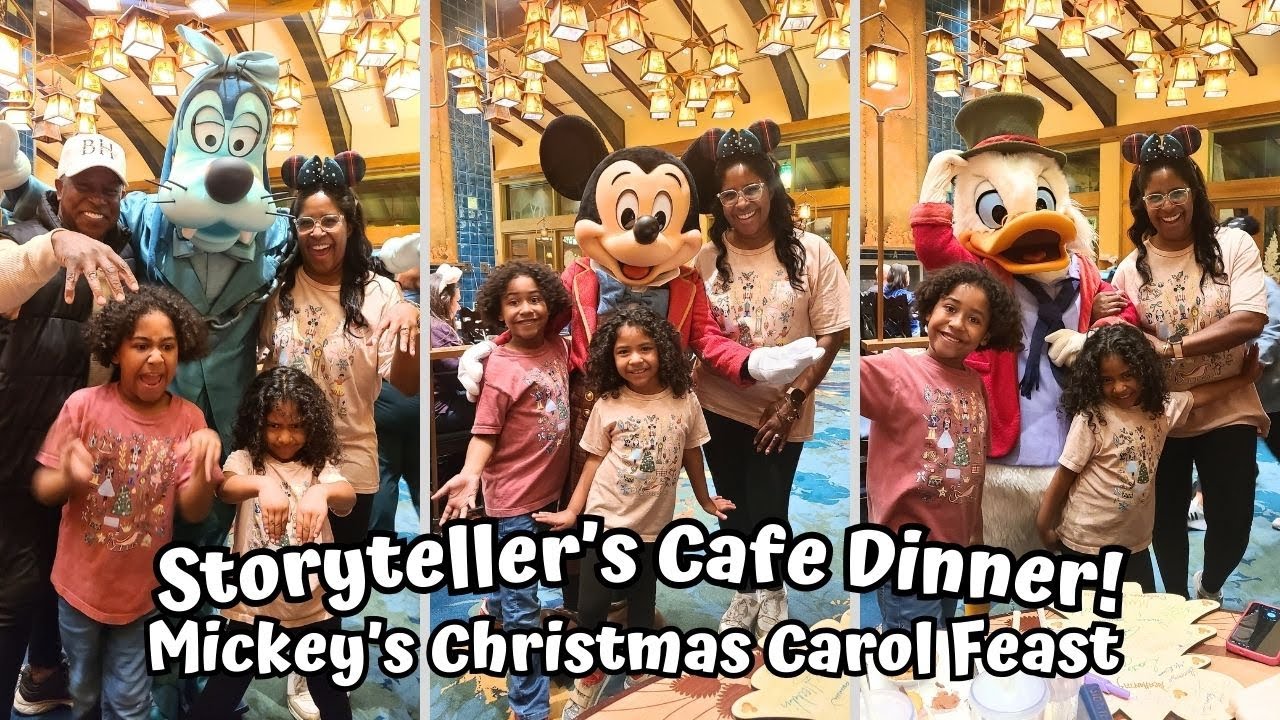Disneyland's Storytellers Cafe Dinner | Mickey's Christmas Carol Feast | Character Meal with Kids!