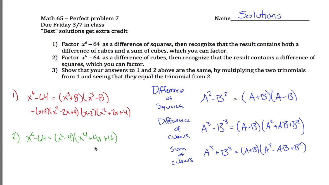 Factoring Special Forms Example