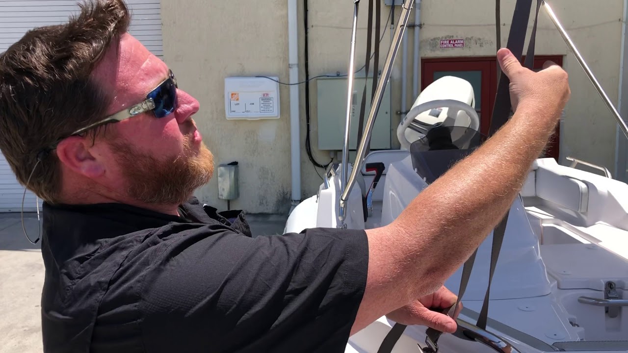How to open the bimini top on a ZAR Tender.