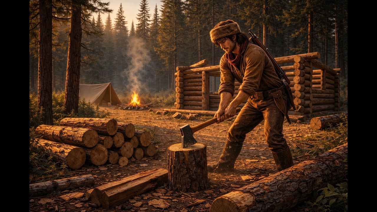 Frontier Sleep Story | William Builds His First Cabin | Life of a Young Trapper