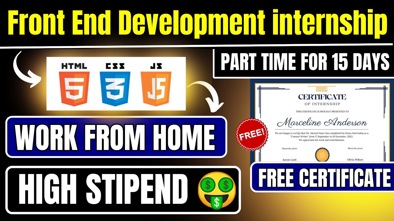 Front End Development Internship | Part time | Work from Home | Internship with stipend