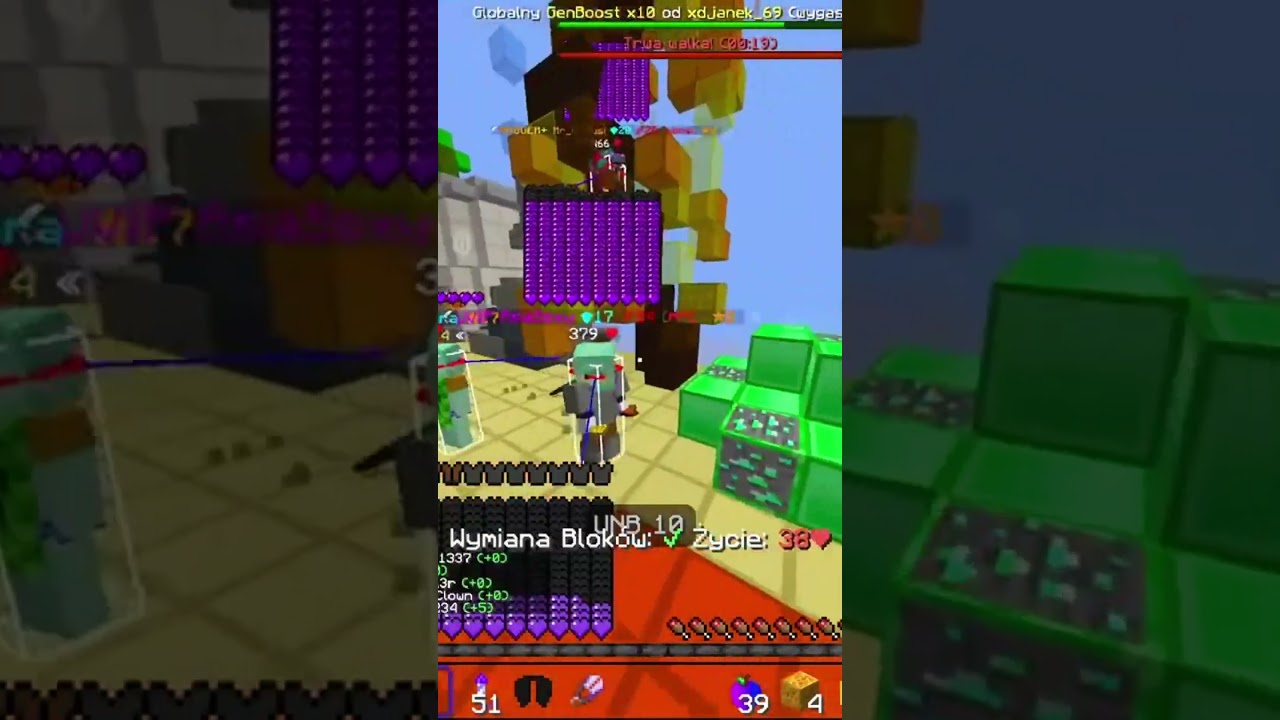 M&oacute;j nick Tygrysdzik223 ip serwera : Bagmc.pl #shorts  #minecraft #centrumpvp #bedwars #anarchiagg