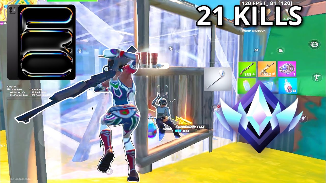Fortnite MOBILE - 21 KILL UNREAL Reload Win (iPad Pro M4) (120FPS)