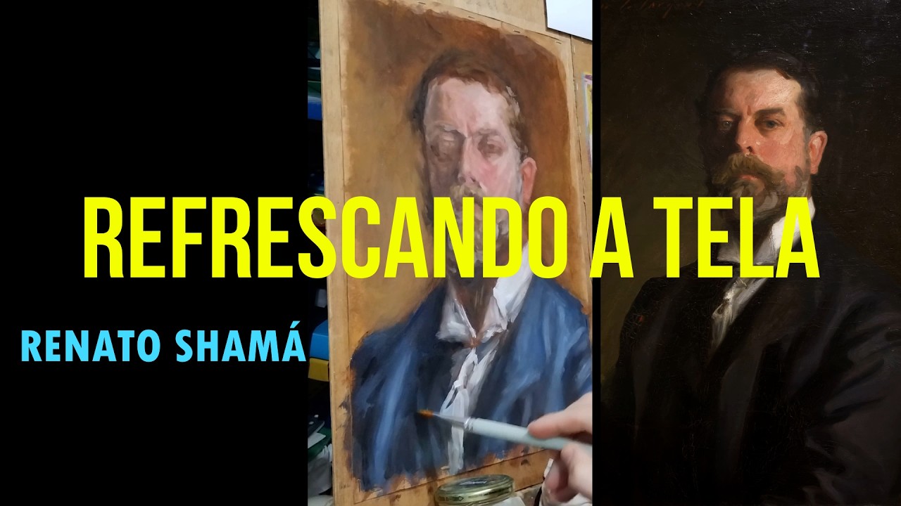 REFRESCANDO A TELA DE PINTURA ESTUDO DE AUTORRETRATO DE SARGENT, 1907.