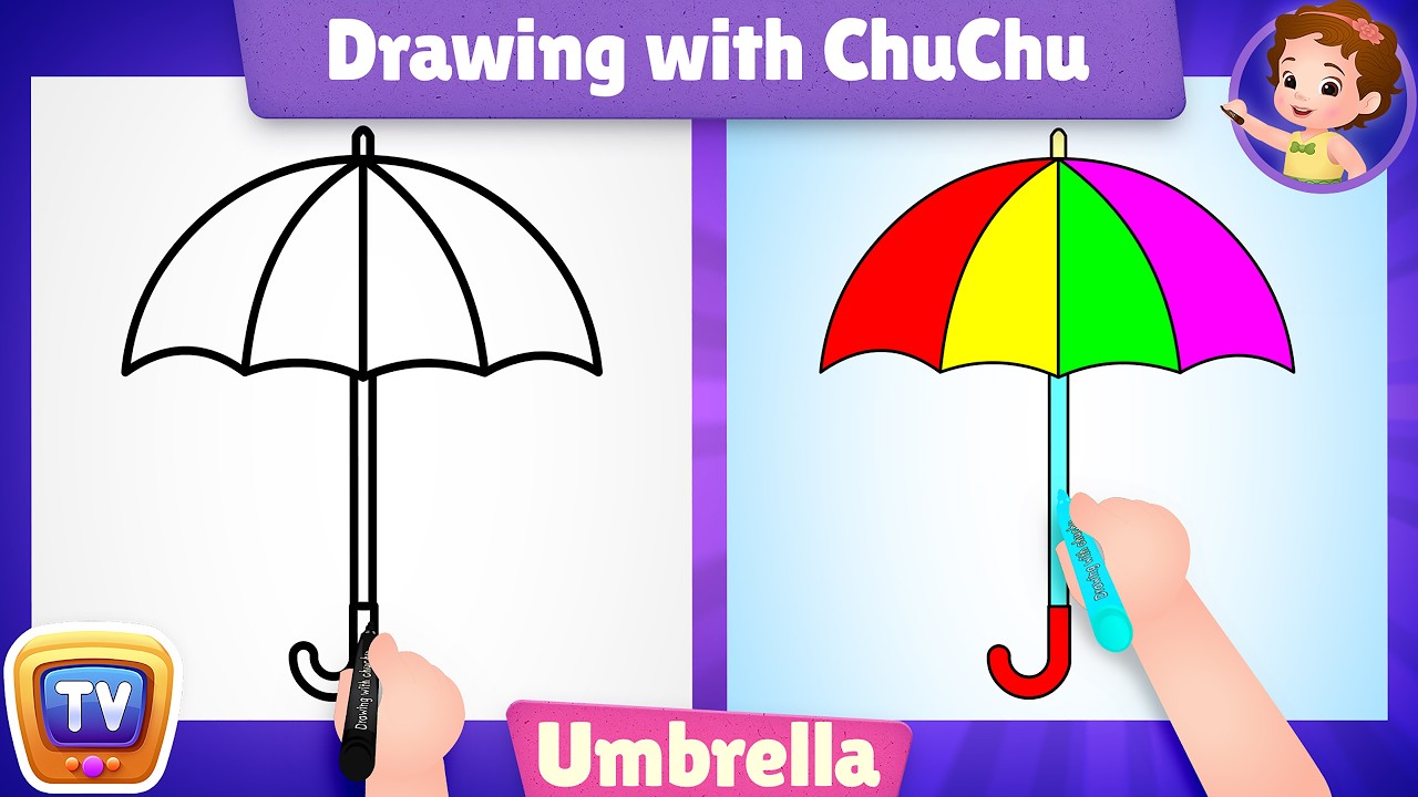 How to Draw an Umbrella - More Drawings with ChuChu - ChuChu TV Drawing Lessons for Kids