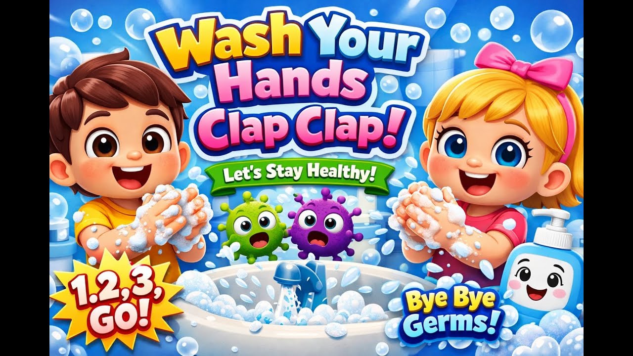 Wash Your Hands Song for Kids 🧼🎵 | Fun Nursery Rhyme  | Healthy Habits for Kids | Poems for kids