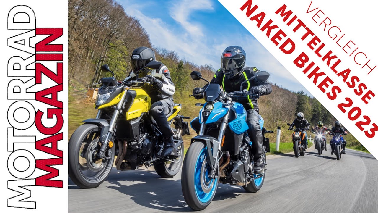 Nakedbike Vergleich 2023 – Fünf Mittelklasse Nakeds – Hornet und GSX-8S vs. Duke, Trident und MT-07