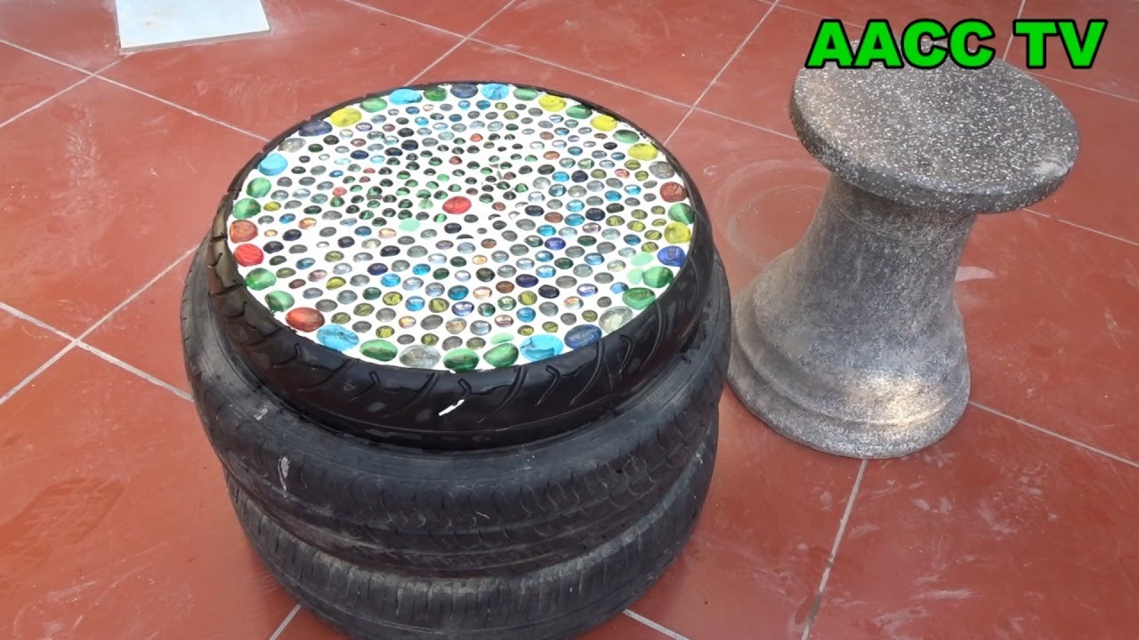 Recycle tire from landfill make beautiful coffee table! My recycling idea