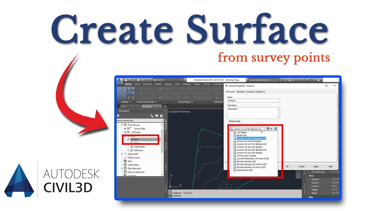 Как создать поверхность по точкам съемки в AutoCAD Civil 3D