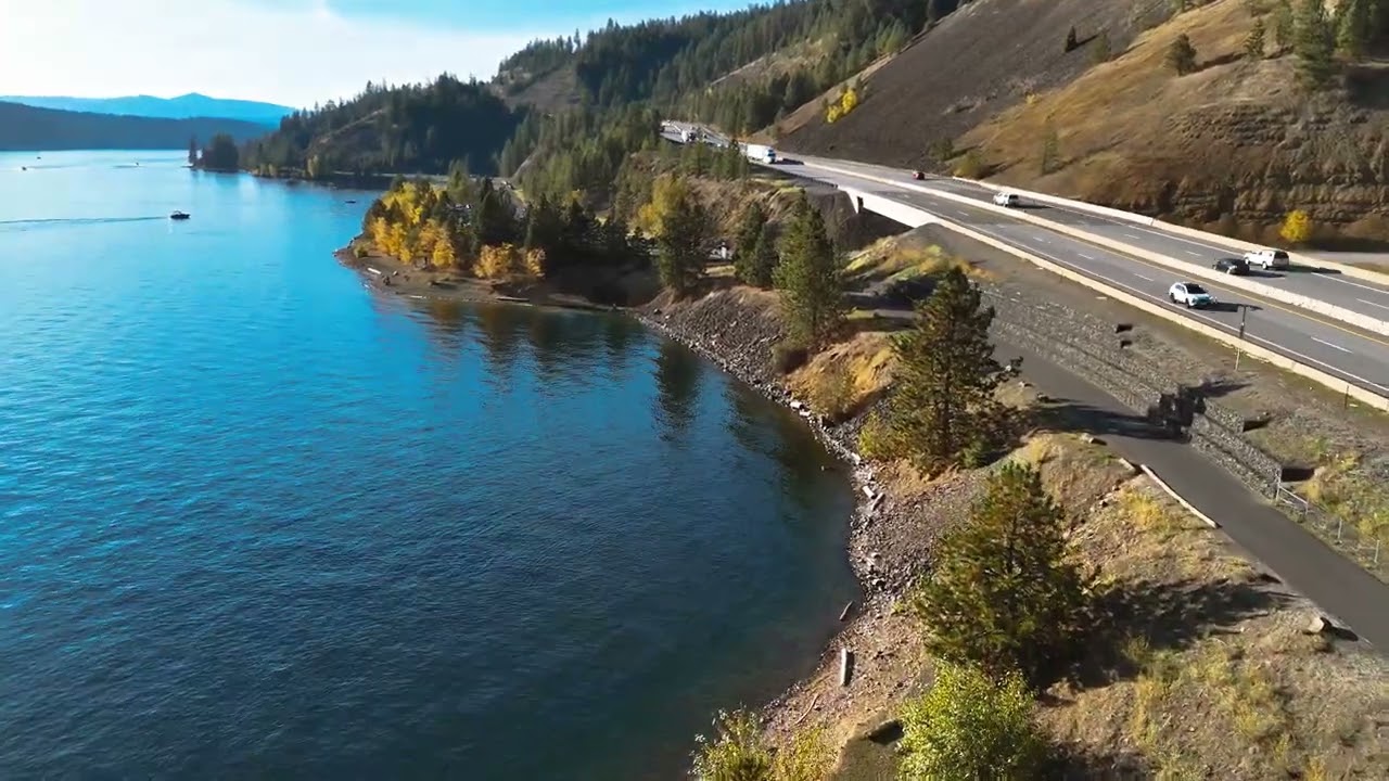 Sunset Serenity: Drone Flight Over Lake Coeur d'Alene