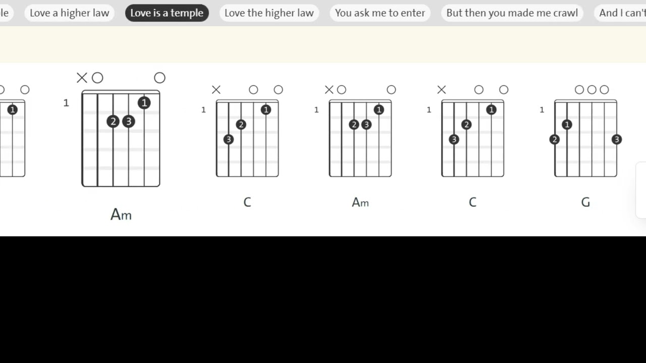 U2 - One | Guitar Chords & Lyrics (Karaoke Style) - Play, Practice and have FUN!!!