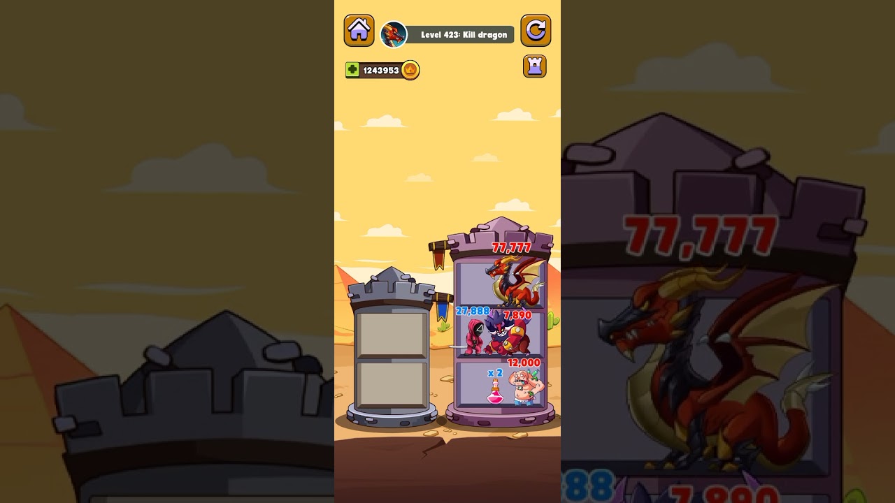 Hero Tower Wars Puzzle Game Level 423 #herotowerwars #puzzlegame #level423