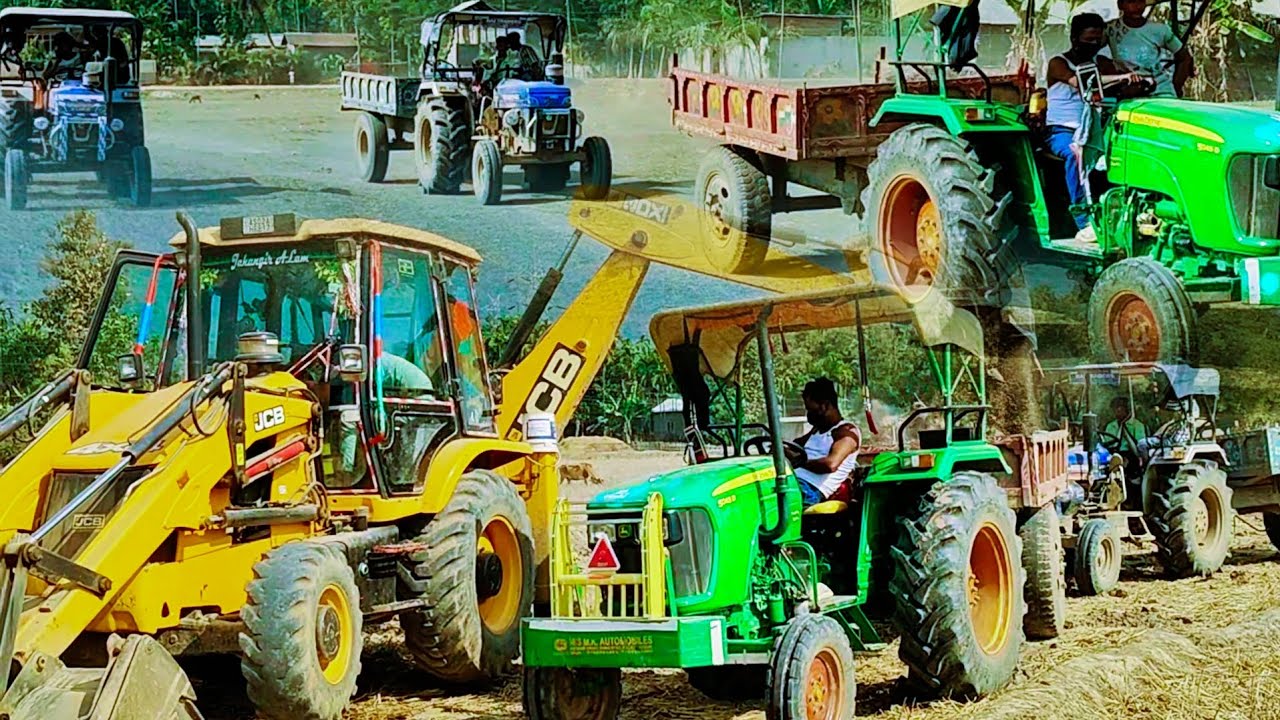 JCB 3dx Loading Mud | Swaraj Trolly Accident | New Holland 5500 Accident while working | Eicher 242