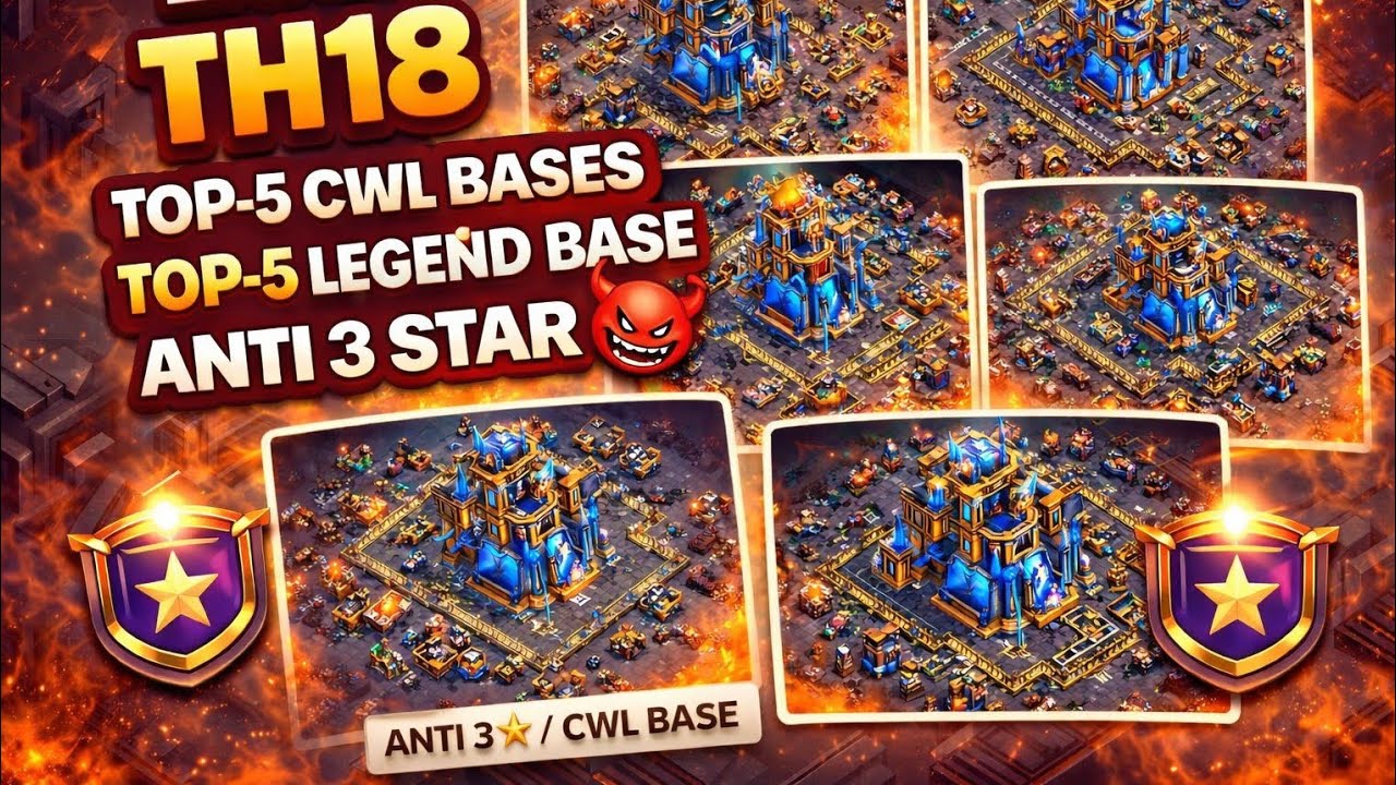 TOP 5 TH18 META CWL BASES 🔥 | ANTI 3⭐ | 2026 @daddyjicoc #clashofclans #th18cwlbase #th18 #th18base 