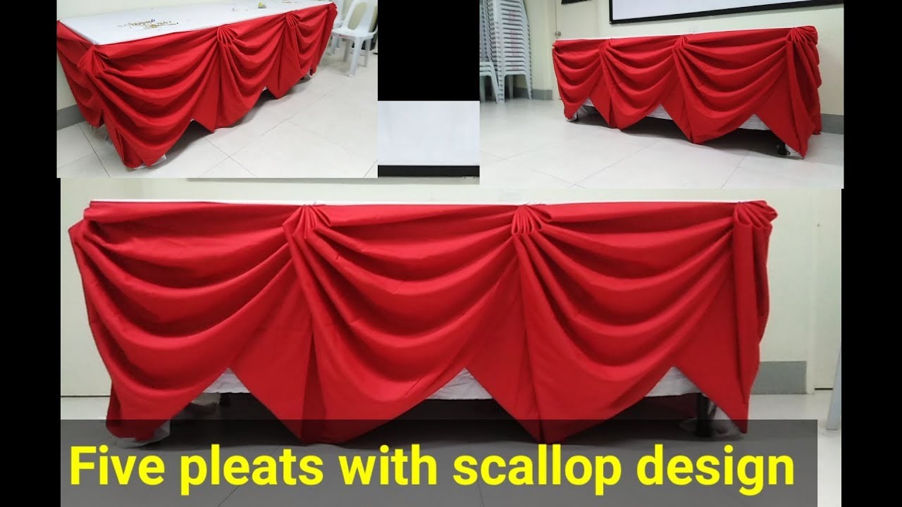 Table skirting five pleats with scallop design. Basic tutorial.