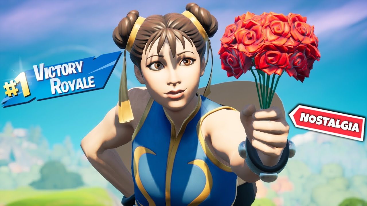 Victoria con la skin CHUN LI NOSTALGIA Fortnite
