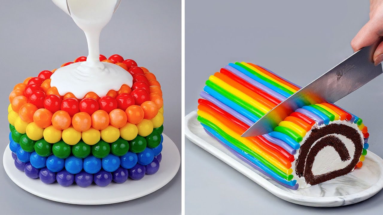 Most Satisfying Rainbow Roll Cake Decorating Recipes | Easy and Great Cake Decorating