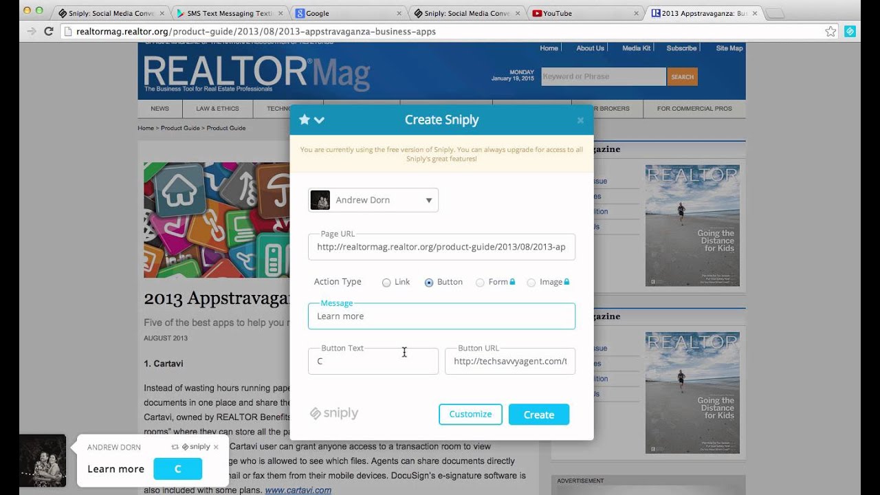 Share content and drive traffic to your website with snip.ly
