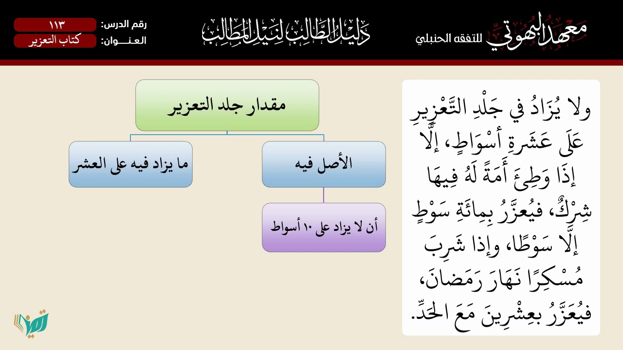 113 دليل الطالب: كتاب التعزير
