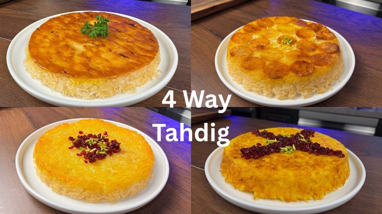 CRUNCHIEST Tahdig 4 Ways! Satisfying cooking ASMR ( Classic, Potato, Bread, Yogurt)