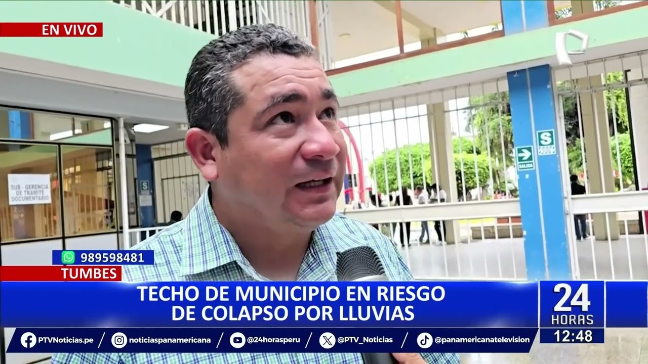 Tumbes: fuertes lluvias causaron daños en la Municipalidad