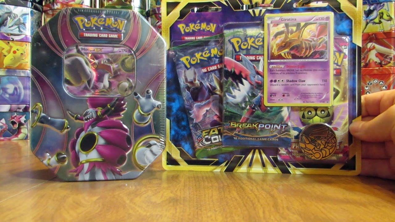 Hoopa EX Tin and Giratina 3-Pack Blister Opening