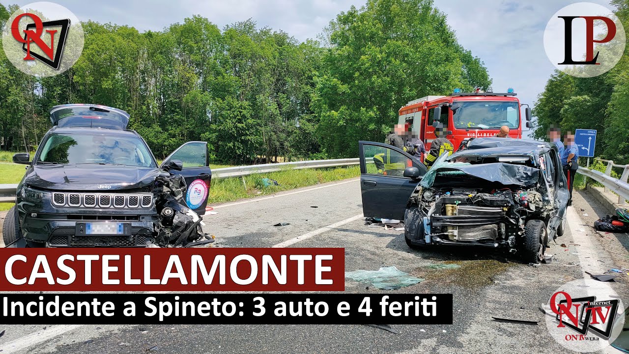 CASTELLAMONTE – Incidente a Spineto: 3 auto e 4 feriti