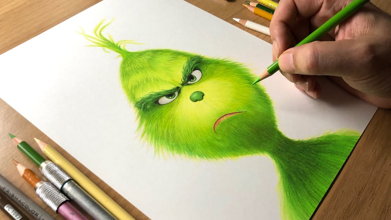 Grinch Drawing! Realistic Christmas Art Using Colored Pencils (Time-Lapse) 🎨🎅