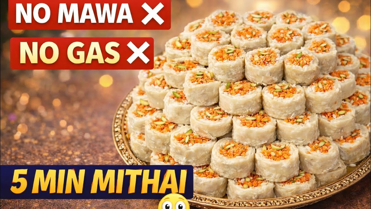 सच में न घी मावा लगा न गैस जलाई पड़ी 😲 ये जबरदस्त मिठाई 5 Min में बनी |  