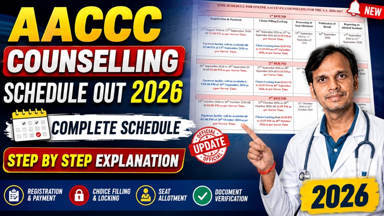 AACCC COUNSELLING SCHEDULE OUT 2026 🔥 | Complete Schedule & Step-by-Step Process | AYUSH Counselling