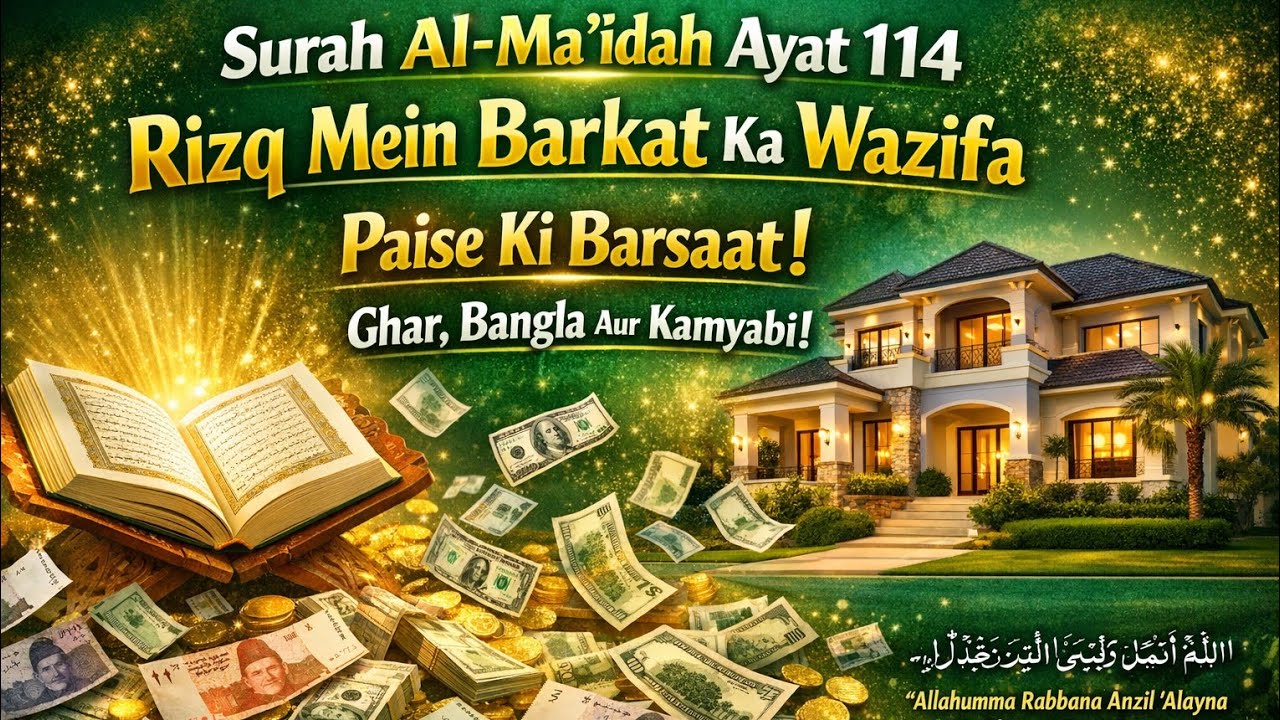 Surah Al-Ma'idah Ayat 114 | Rizq Mein Barkat Ka Powerful Wazifa | Paise Ki Barsaat!