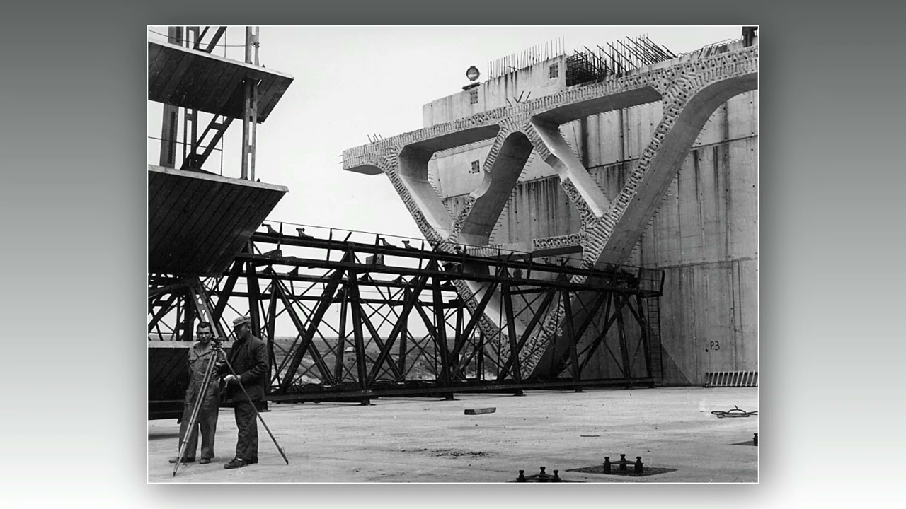 Bouw Haringvlietdam bij Stellendam 1962 - 1964
