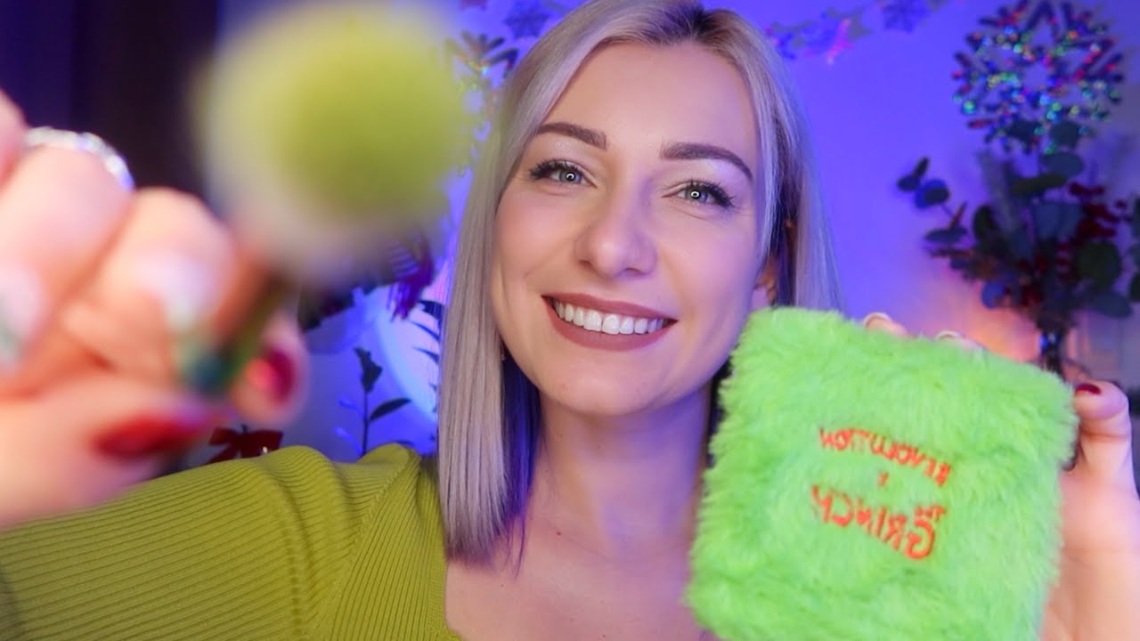 ASMR Grinch Make Up 💚🎄 Lofi Tingly Holiday Make Up Roleplay to Help You Sleep 😴