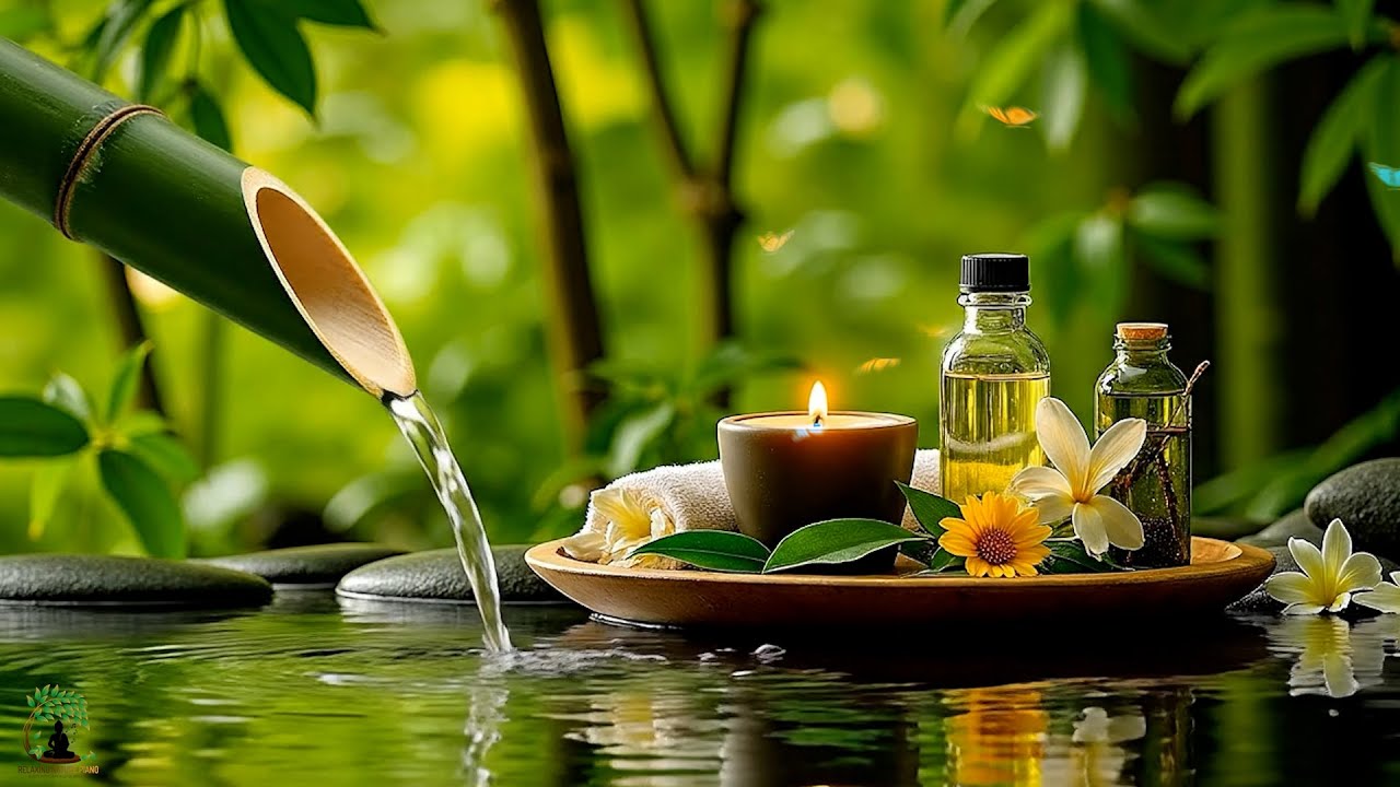 Relaxing Sleep Music with Bamboo Water Sound🌿Deep Sleep, Meditation Music, Stress Relief, Spa & Yoga