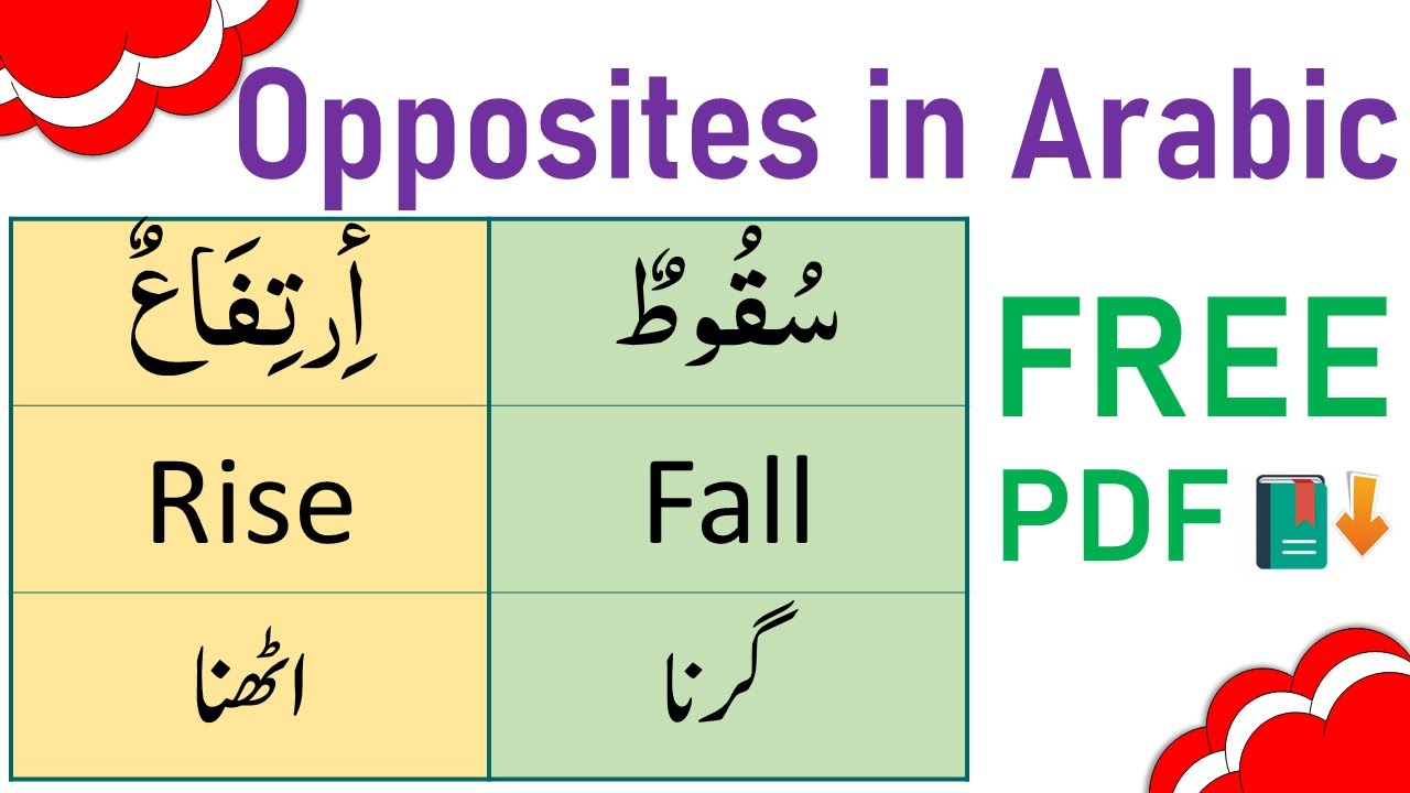20 Arabic Words and Their Opposites | Opposites in Arabic | Antonyms in Arabic