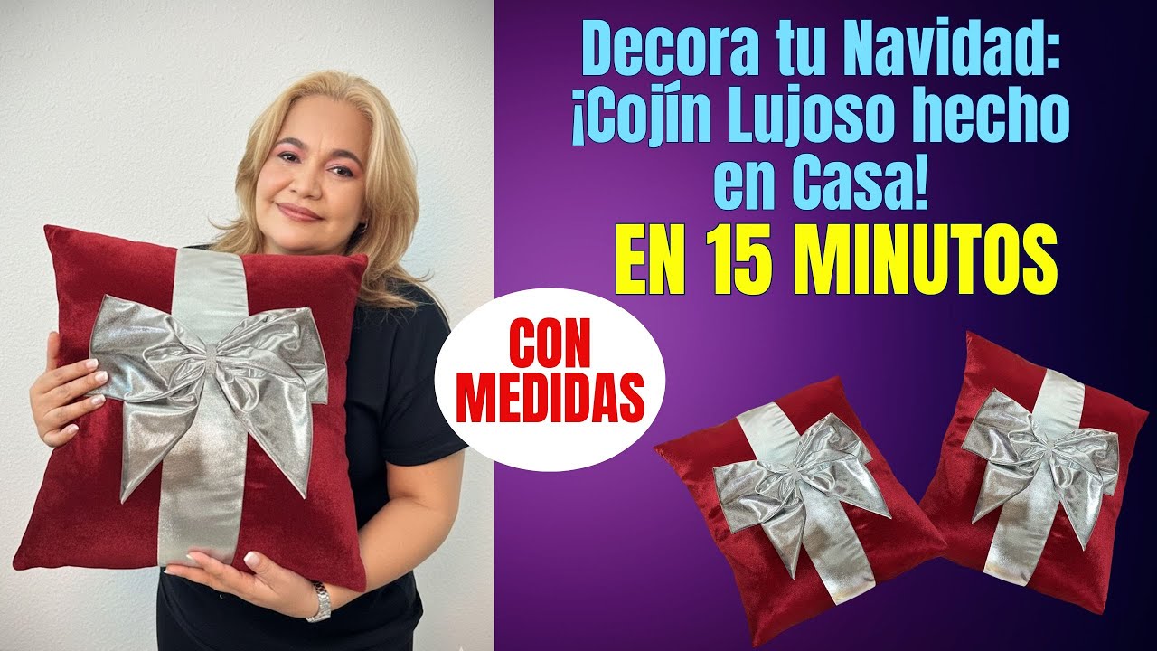Cojín Navideño FÁCIL con Lazo de Lamé ✨ Paso a Paso